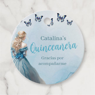 Blue Gold Butterfly Princess Quinceñera Geschenkanhänger