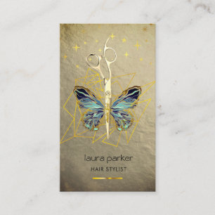 Blue Gold Butterfly Schere Friseur Salon Visitenkarte