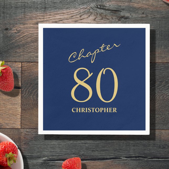 Blue Gold Chapter 80. Geburtstag Serviette (Make your loved one's 80th birthday celebration elegant and memorable with our  Blue Gold Napkins.)