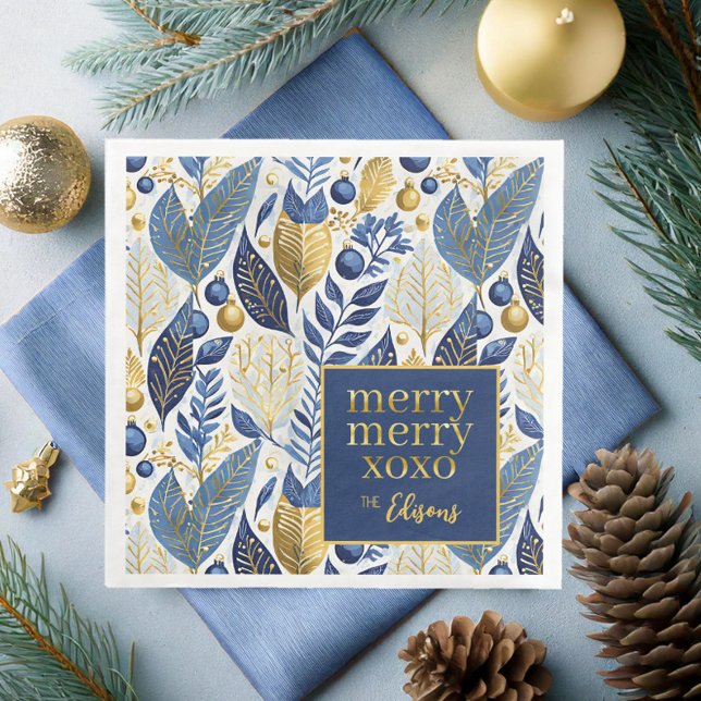 Blue Gold Christmas Merry Pattern#21 ID1009 Serviette (Von Creator hochgeladen)