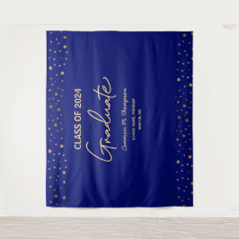 Blue Gold Class 2024 Foto Backdrop Graduate Wandteppich
