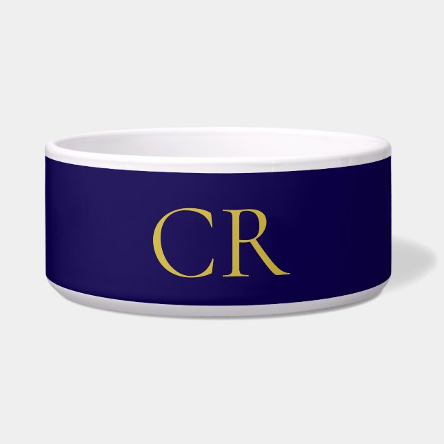 Blue & Gold Color Monogram Modern Minimalist  Napf (Vorderseite)