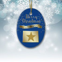 Blue Gold Colorado Star Keramik Ornament