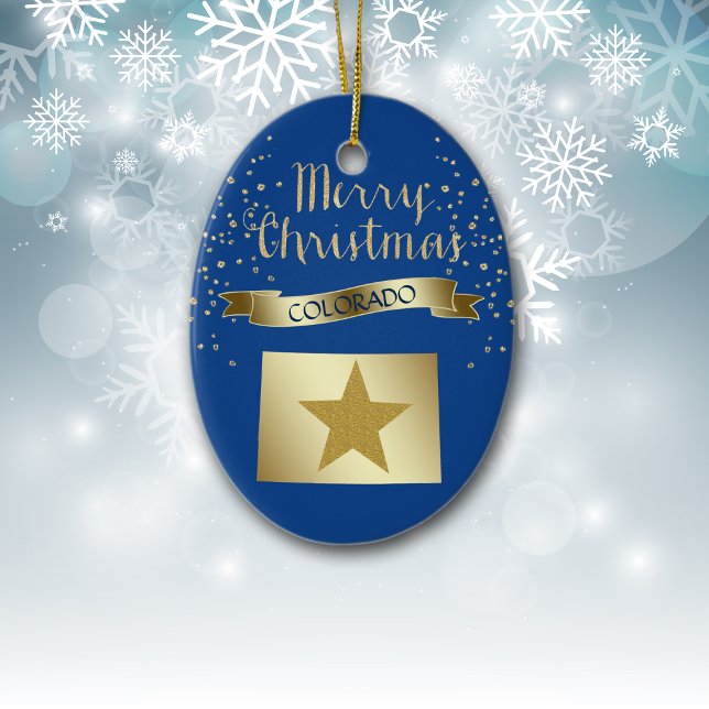 Blue Gold Colorado Star Keramik Ornament (Von Creator hochgeladen)