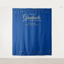 Blue Gold Confetti Class Abschluss Wandteppich