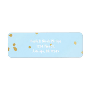 Blue & Gold Confetti Dots Modernes Adressetikett
