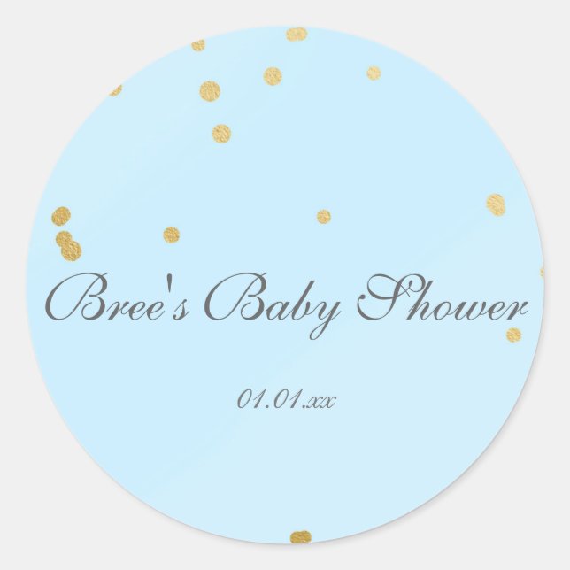 Blue & Gold Confetti Glam Dusche Sticker (Vorderseite)