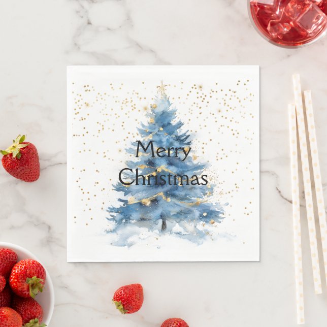 Blue Gold Confetti Weihnachtsbaum Serviette (Beispiel)