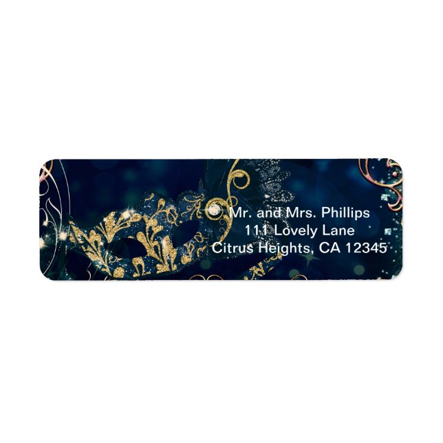 Blue & Gold Costume Masquerade Mask Birthday Party (Vorne)
