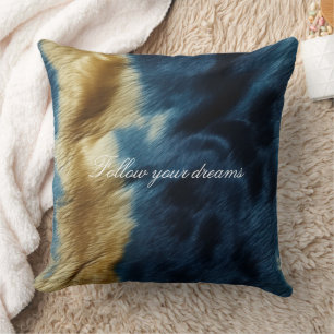 Blue Gold Cowhide Kissen