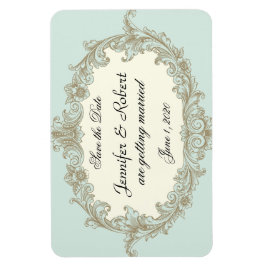 Blue Gold Cream Vintage Hochzeit Save the Date Magnet