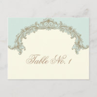 Blue Gold Creme Vintag Frame Tischnummer