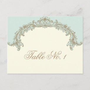 Blue Gold Creme Vintag Frame Tischnummer