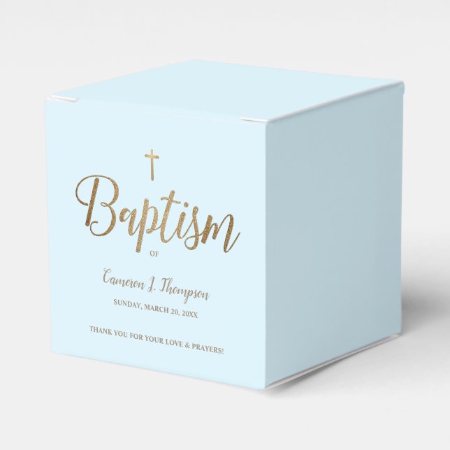 Blue Gold Cross Baby Boy Taufe Vielen Dank Geschenkschachtel (Vorderseite)