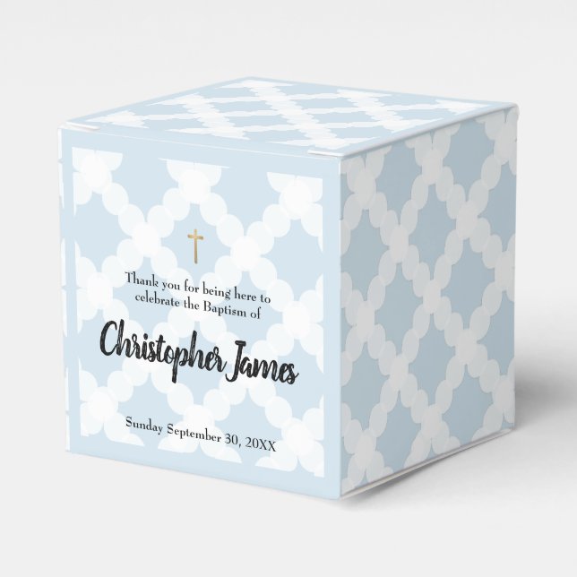 Blue Gold Cross Personalisiert Baby Boy Taufe Geschenkschachtel (Vorderseite)