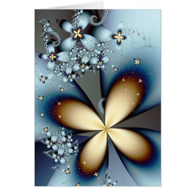 Blue Gold Cute Abstrait Floral (Devant)