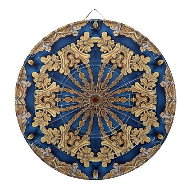 Blue Gold Decorative Dartboard Dartscheibe (vorne)