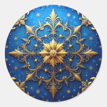 Blue Gold Decorative Holiday Sticker