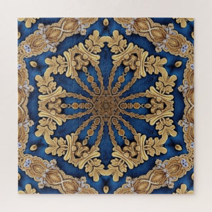 Blue Gold Decorative Jigsaw Puzzle