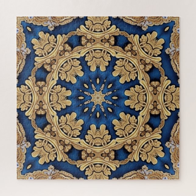 Blue Gold Decorative Jigsaw Puzzle (Vertikal)