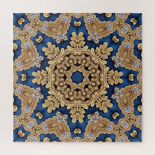 Blue Gold Decorative Jigsaw Puzzle (Vertikal)