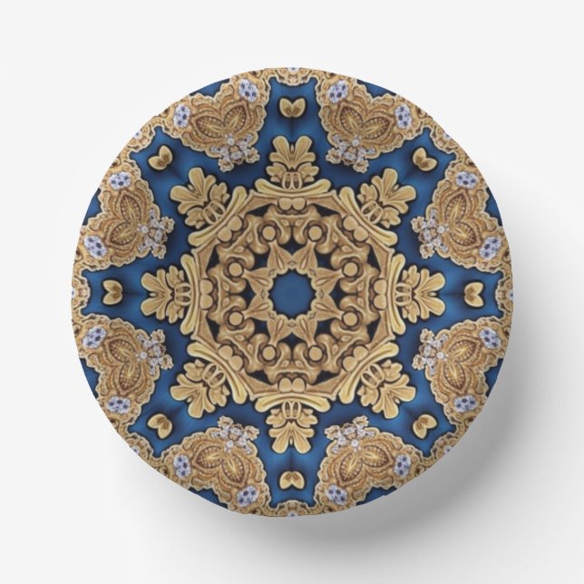 Blue Gold Decorative Paper Bowls Pappteller (Vorderseite)