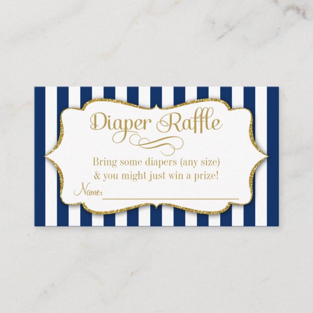 Blue Gold Diaper Raffle Baby Duschkarten Begleitkarte (Vorderseite)
