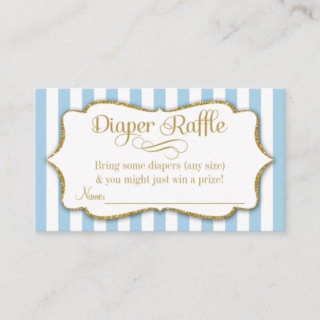 Blue Gold Diaper Raffle Baby Duschkarten Boy Begleitkarte (Vorderseite)