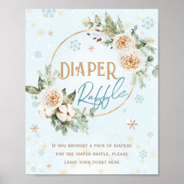 Blue Gold Diaper Winter Boy Baby Dusche Poster