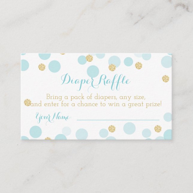 Blue Gold Dots Baby Showdusche Windeln Raffle Tick Begleitkarte (Vorderseite)