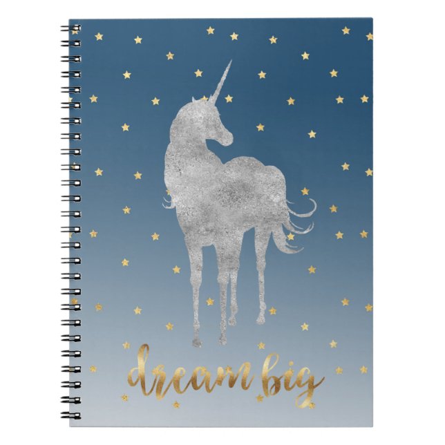 Blue Gold Dream Stars Unicorn Notizblock (Vorderseite)