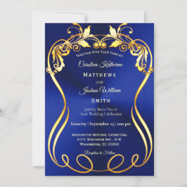 Blue Gold Elegante Wedding Einladung