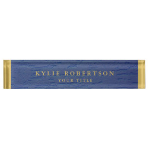 Blue Gold Farben Beruflich Trendy Modern Namensplakette