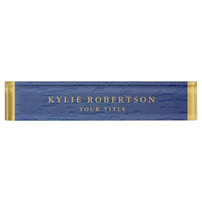 Blue Gold Farben Beruflich Trendy Modern Namensplakette (Vorderseite)