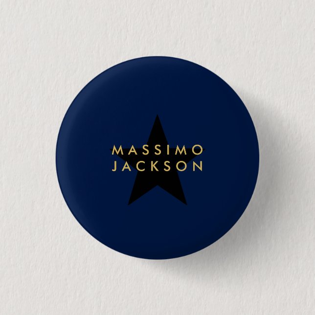 Blue Gold Farben Professionell Trendige Schwarze S Button (Vorderseite)