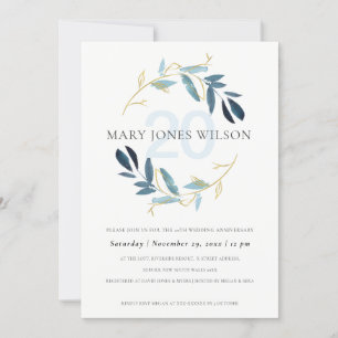 BLUE GOLD FAUNA WREATH TOUTE ANNÉE CARTE ANNIVERSA