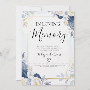 Blue Gold Floral dans Love Memory Carte Mariage