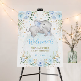 Blue Gold Floral Elephant Boy Baby Dusche Willkomm