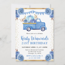Blue Gold Floral Pumpkin Truck Herbst 21. Geburtst