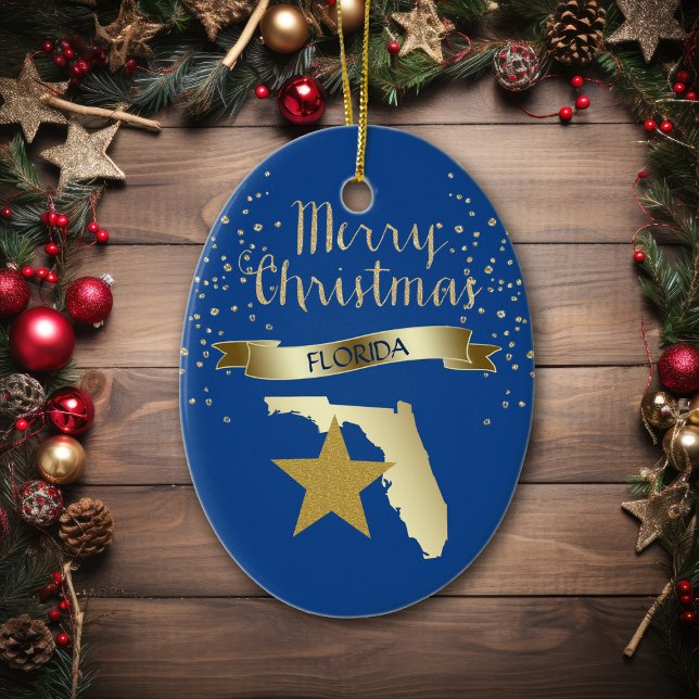 Blue Gold Florida Star Keramik Ornament (Von Creator hochgeladen)
