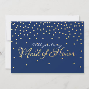 Blue & Gold Foil Confetti Dots TRAUZEUGIN Karte