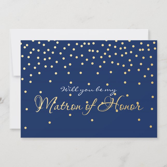 Blue Gold Foil Confetti MATRON EONOR Card Einladung (Vorderseite)