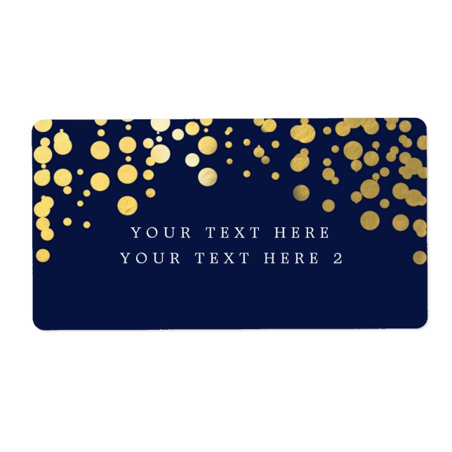 Blue Gold Foil Confetti Modern Package Label (Vorne)