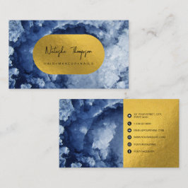 Blue Gold Foil Sea Crystals Makeup Hair Nails Visitenkarte
