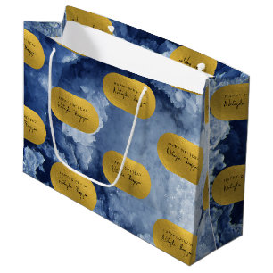 Blue Gold Foil Sea Crystals Signature Script Große Geschenktüte