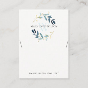 BLUE GOLD FOLIAGE MONOGRAM NECKLACE DISPLAY LOGO VISITENKARTE