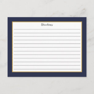 Blue Gold Foliage Monogram Rezept Card Postkarte