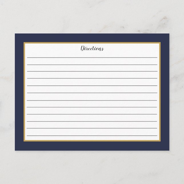 Blue Gold Foliage Monogram Rezept Card Postkarte (Rückseite)