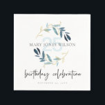 BLUE GOLD FOLIAGE WREATH ANY AGE 25TH  BIRTHDAY SERVIETTE<br><div class="desc">For any further customisation or any other matching items,  please feel free to contact me at yellowfebstudio@gmail.com</div>