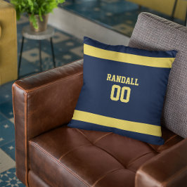 Blue & Gold Football Team Personalisiert Kissen